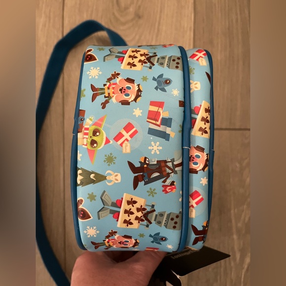 NWT Loungefly Star Wars The Mandalorian Chibi Holiday Faux Leather Crossbody Bag - Picture 5 of 12